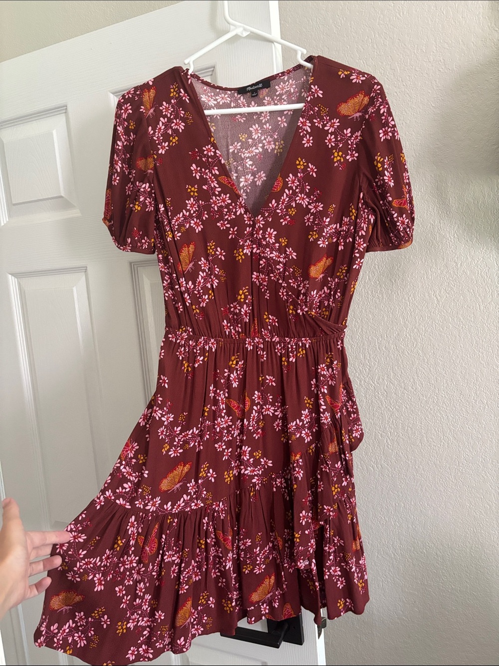 Madewell Burgundy Floral Mini Dress